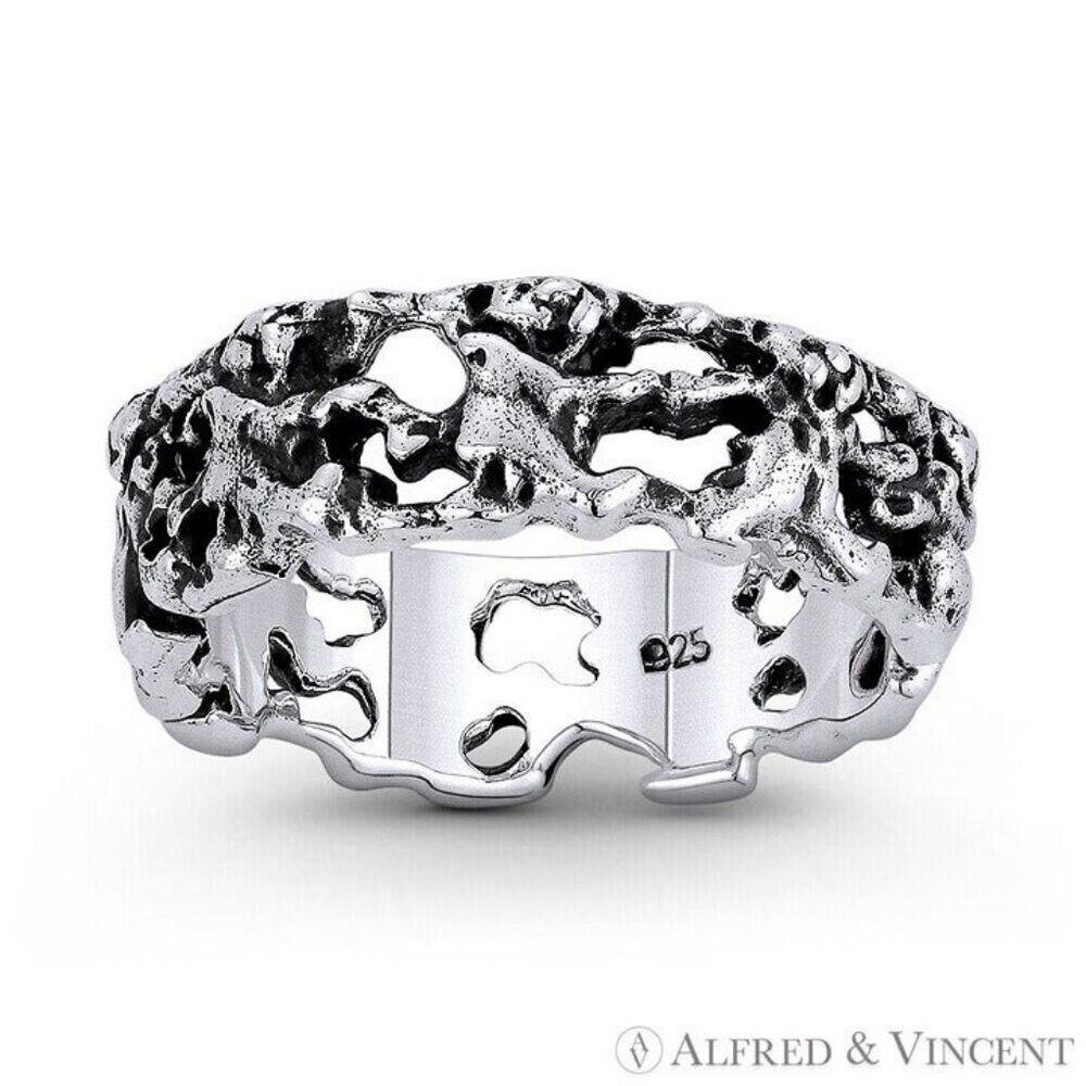 Teddy Bears Holding Hands Band Eternity Ring in .925 Sterling Silver - Size 7